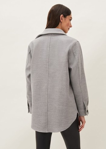 Phase Eight Jessica Button Through Shacket Jackets Grey Canada | HSOXGD-274